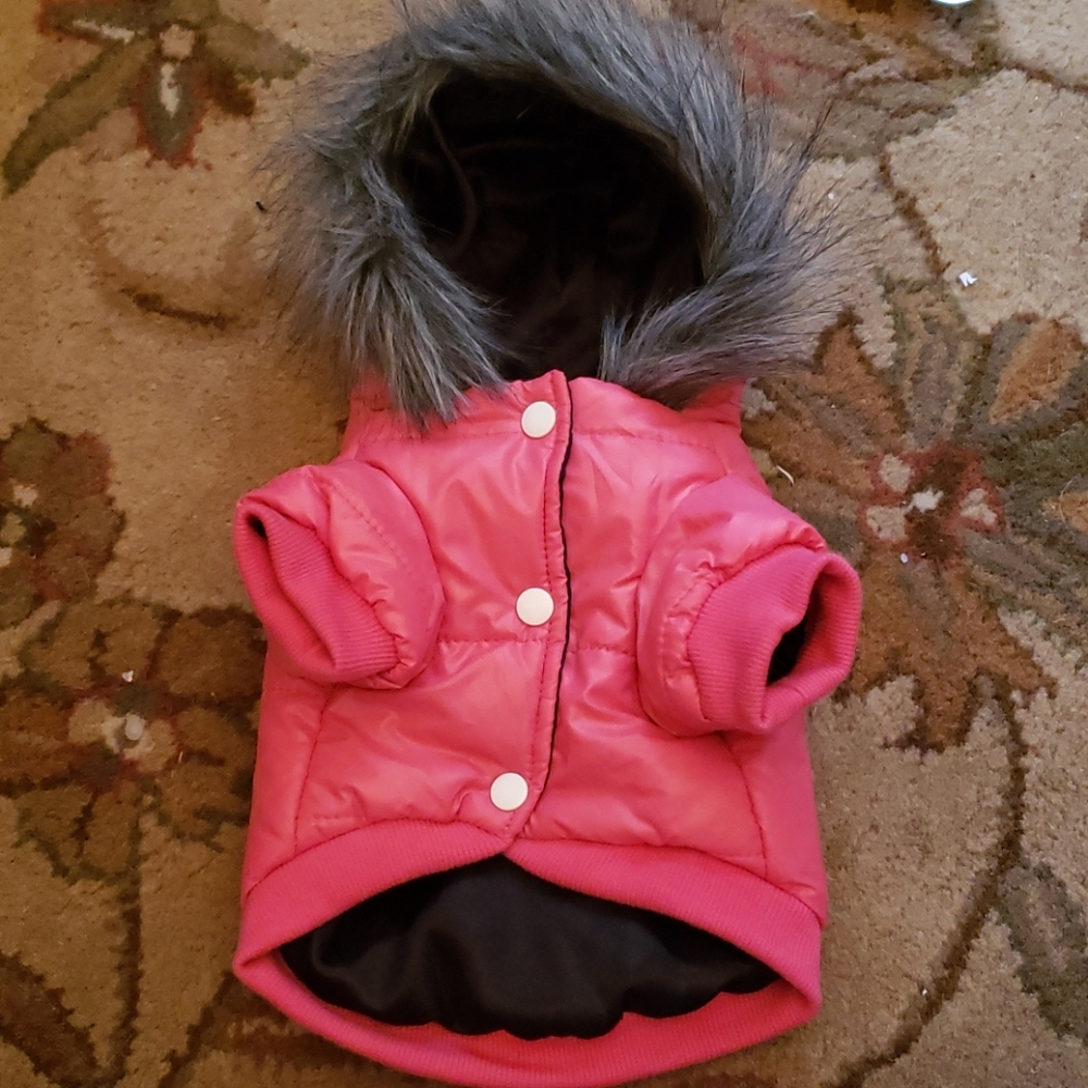 Pets Fur lined hooded dog coat